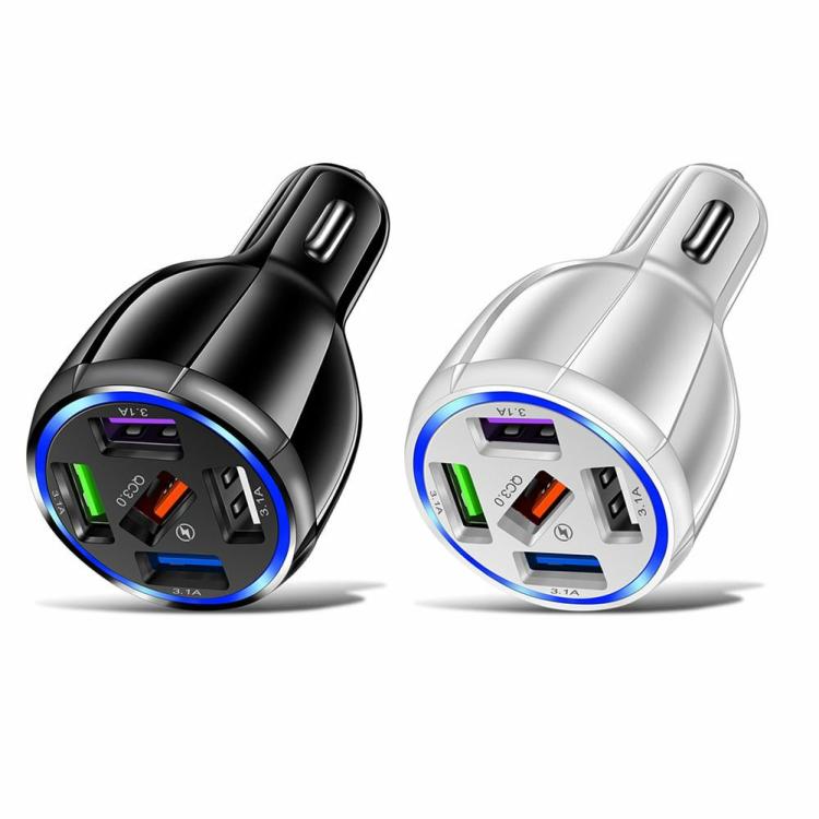 5USB QC3.0 Car Charger 3.1A Multi Ports Mobile Phone Fast Quick Charging  |  Phone Accessories Consumer Electronics Black