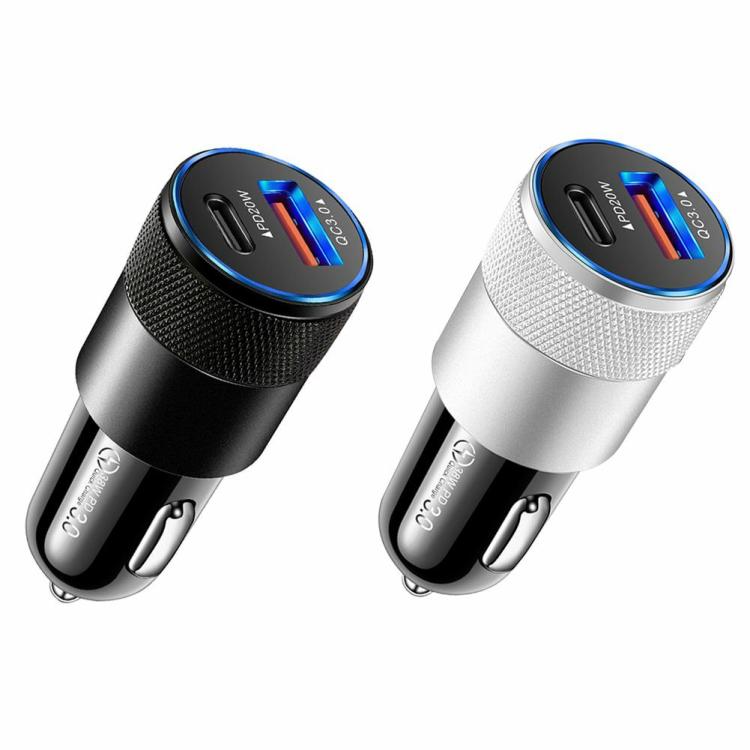 PD 38W Car Phone Charger 2 Ports USB+Type-C Fast Car Charger for iPhone 14 Pro  |  Phone Accessories Consumer Electronics Black