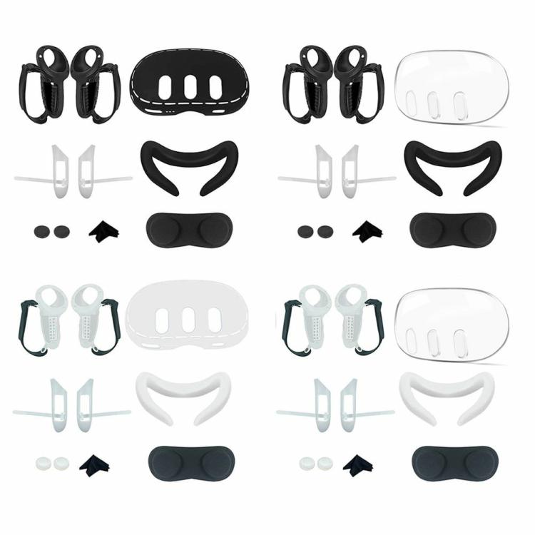 10 in 1 Silicone Cover Set VR Shell Cover Controller Grip Cover for Meta Quest 3  |  VR & AR Equipment Consumer Electronics Black/White