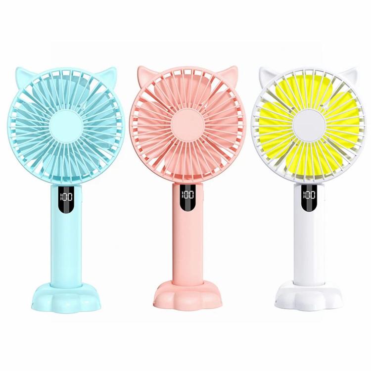 Portable Handheld Fan USB Rechargeable Personal Fan 5 Speeds Desk Fan with Light  |  Wearable Devices Consumer Electronics Blue/Pink/White